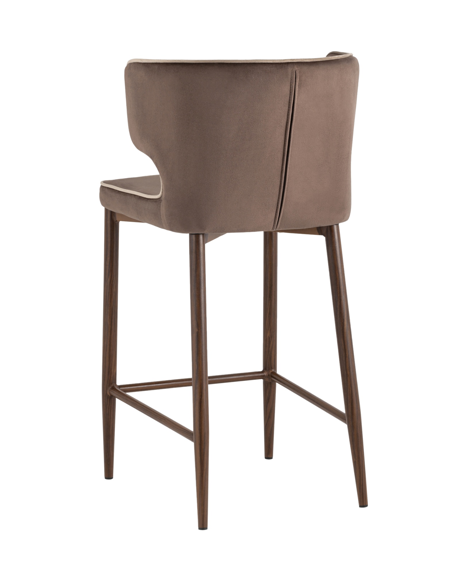 Стул полубарный Матео с кантом велюр коричневый ножки дерево Stool Group