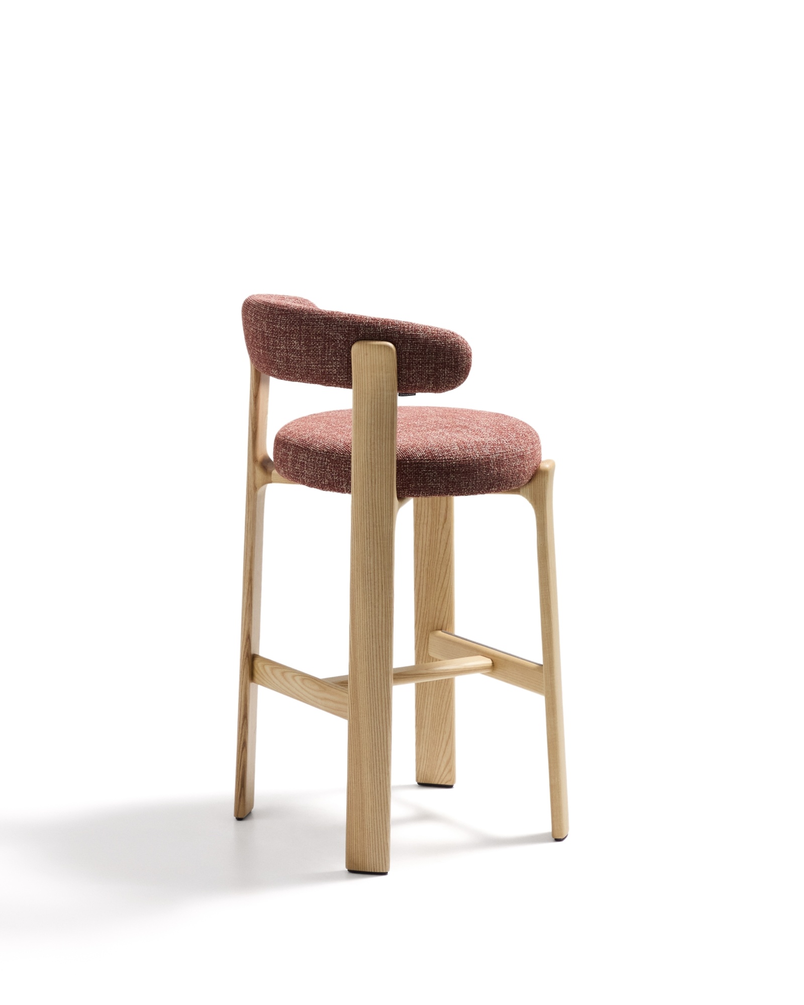 Барный стул Granite из терракотовой синели и ясеня с натуральной отделкой 75 см La Forma (ex Julia Grup)