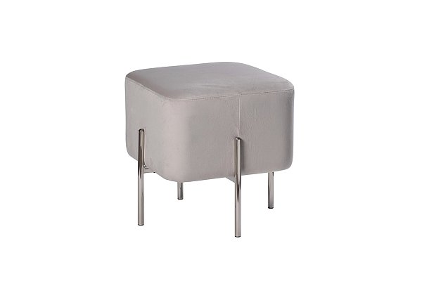 Пуф велюровый светло-серый/хром Garda Decor 76AR-732BAN-SVSER