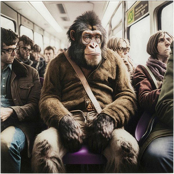 Картина стеклянная Commuter Monkey 60x60 см KARE 57011