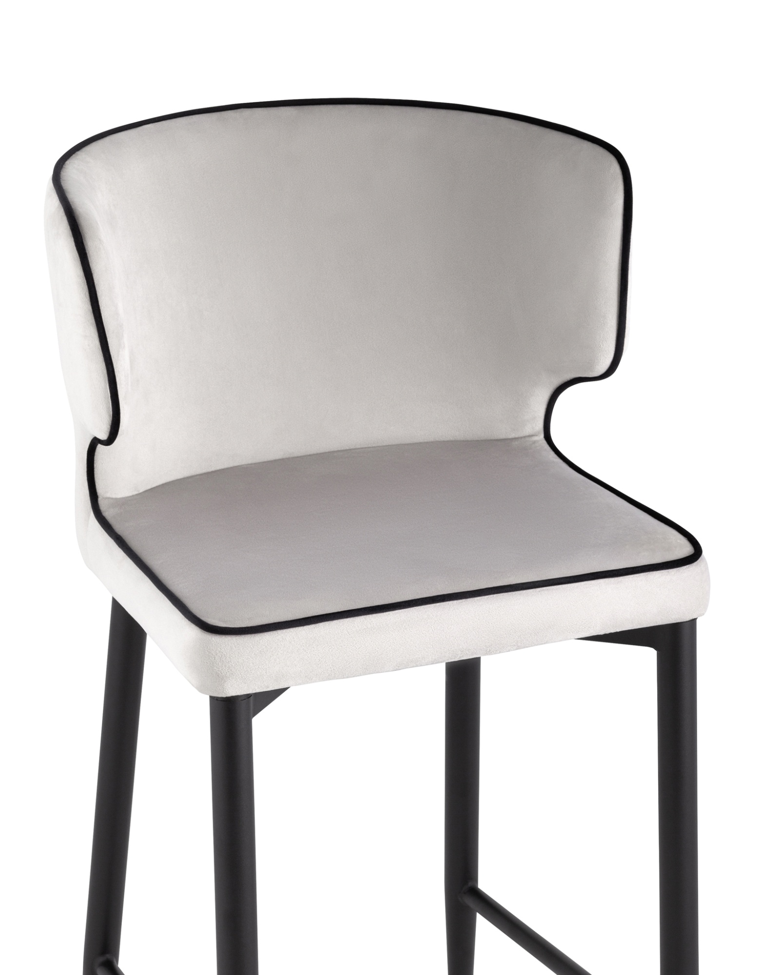 Стул полубарный Матео с кантом велюр светло-серый Stool Group