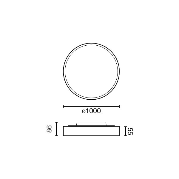 Потолочный светильник Domio Ш1000 95W черный OPAL 3000K CRI80 DALI Faro