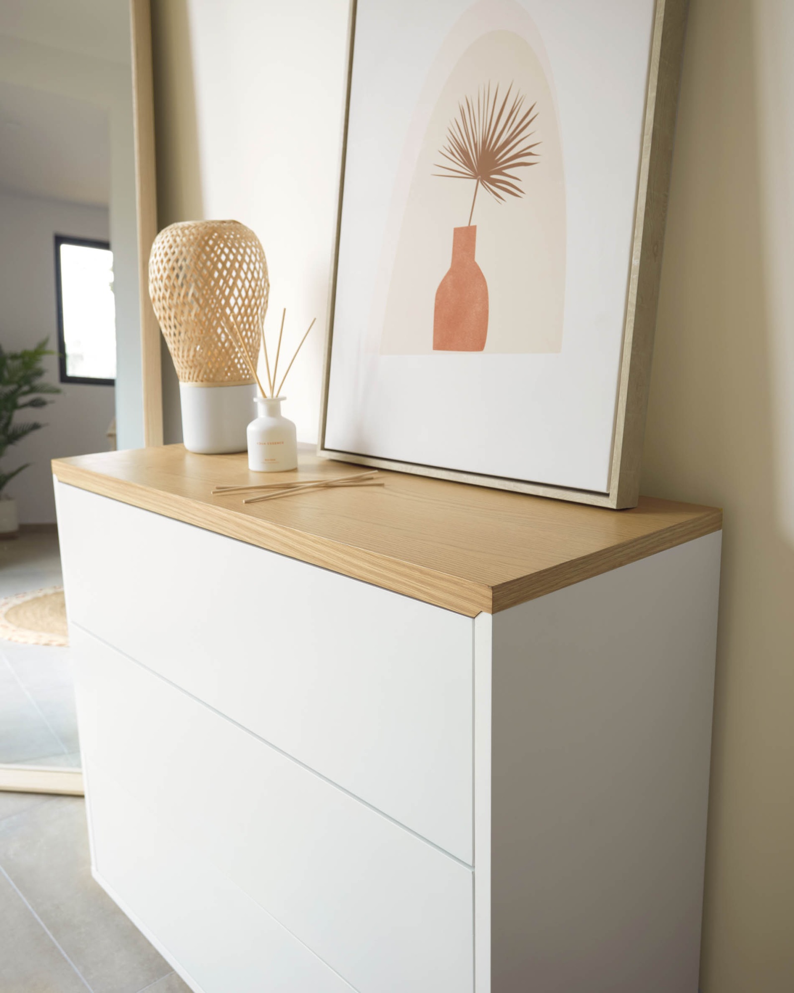 Комод Abilen шпон дуба и белый лак 90 x 75 cm La Forma (ex Julia Grup)