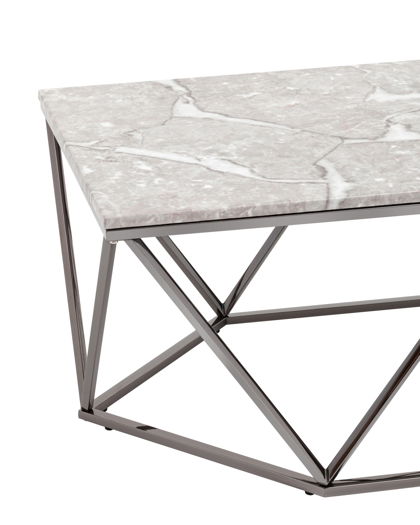 Журнальный столик Авалон 122*66 серый мрамор сталь темный хром Stool Group
