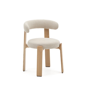Granite Стул на 4 ножках из бежевого шенилла и массива ясеня в натуральной отделке La Forma (ex Julia Grup)