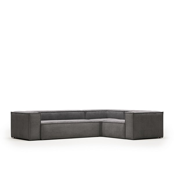 Угловой 4-х местный диван Blok серый вельвет 320 x 230 cm La Forma 92285