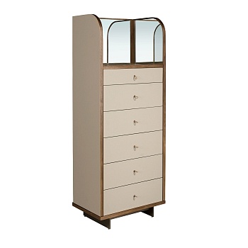 Шифоньер 7206 из кожи, ореха и полированной стали с зеркалом Angel Cerda