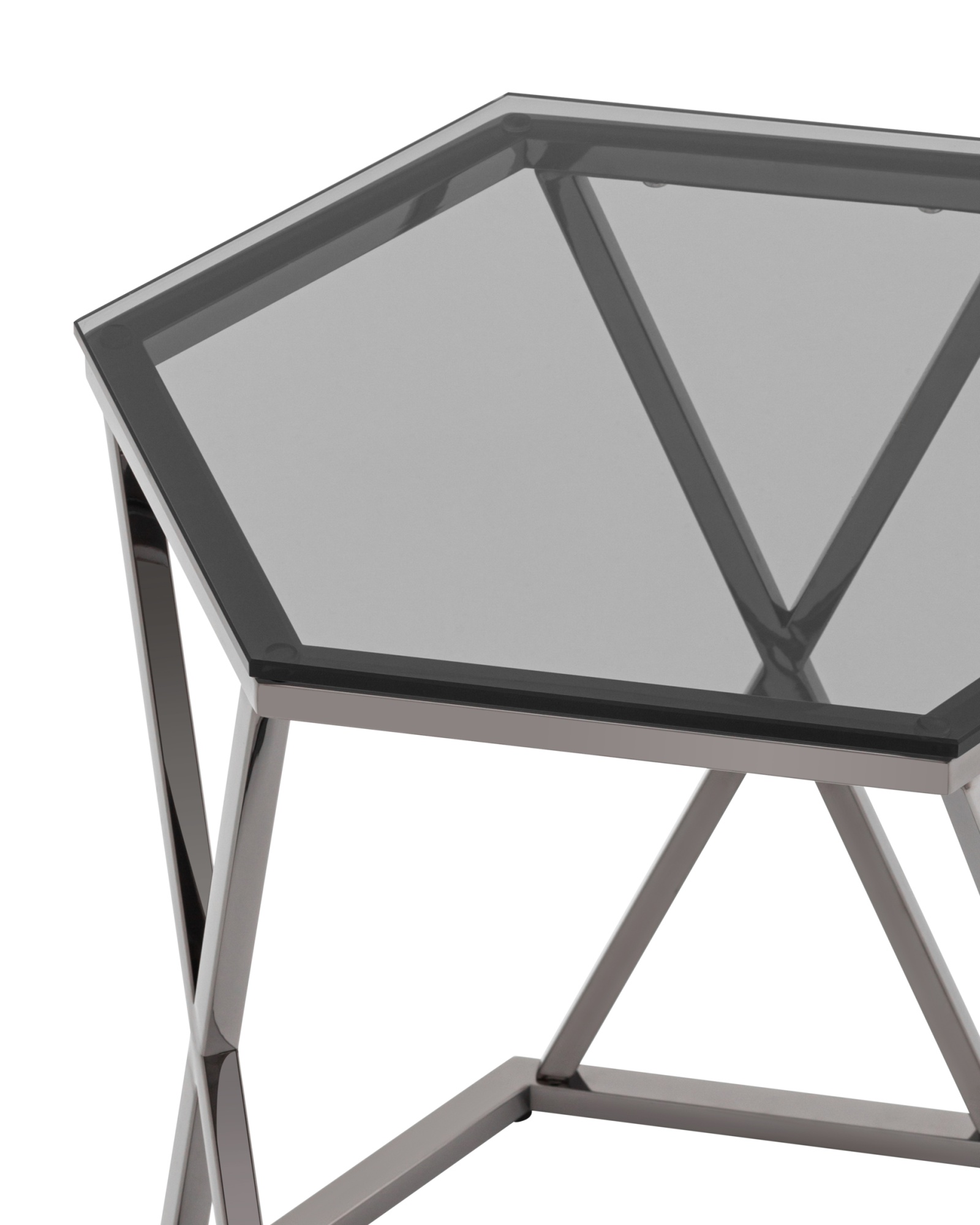 Журнальный столик Круз 48*42 стекло smoke сталь темный хром Stool Group