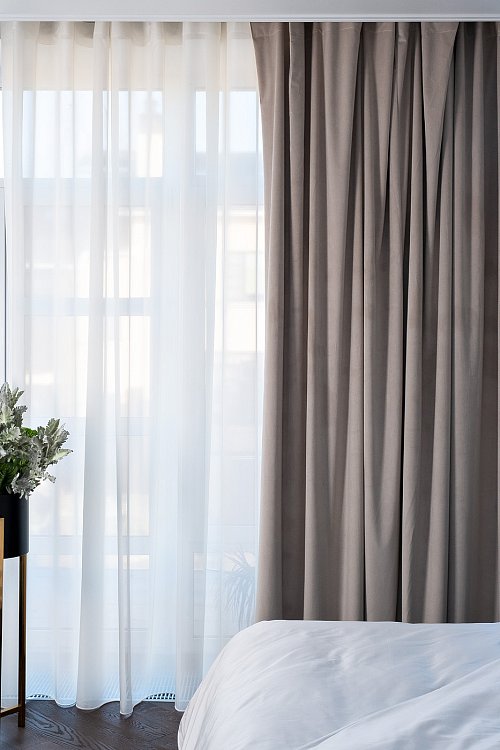 Портьера широкая с подкладом сшивная 260см светло-бежевая Garda Decor GD-ПОРТЬЕРА260-RIV21