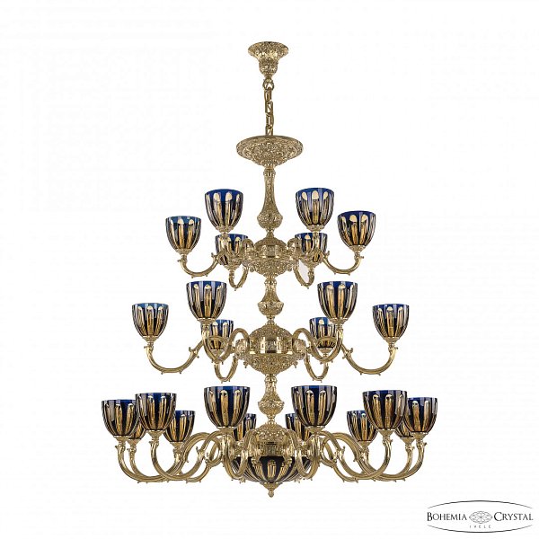 Люстра бронзовая 72101P/12+6+6/360/3d G P1 U Amber-Blue/H-1H