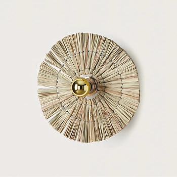 Бра Laos натуральная соломка 30 cm + цоколь 10 cm золотой металл Aromas del Campo