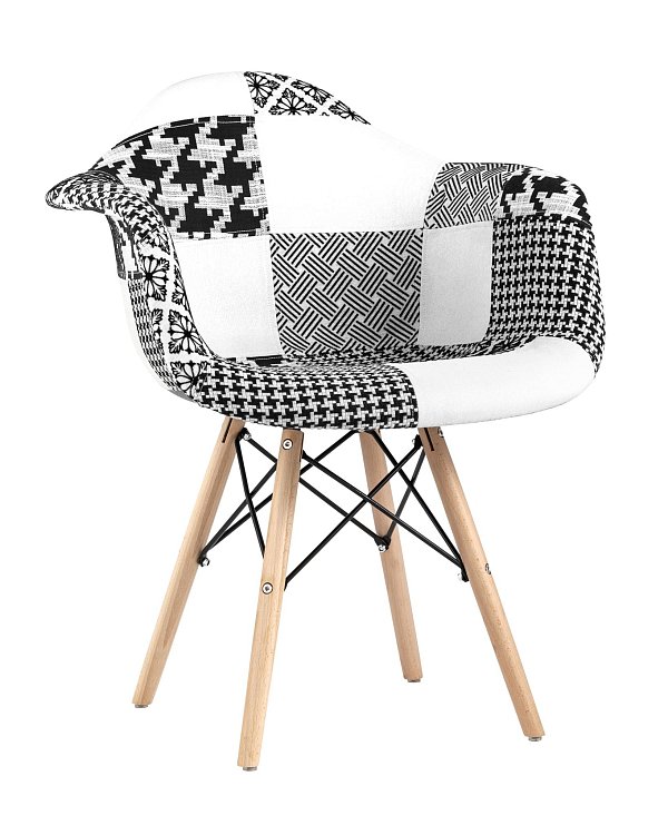 Кресло DSW пэчворк черно-белое Stool Group