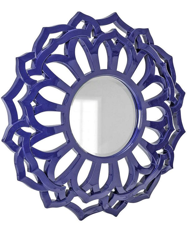 Круглое зеркало в синей раме Коул Louvre Home LH084navy
