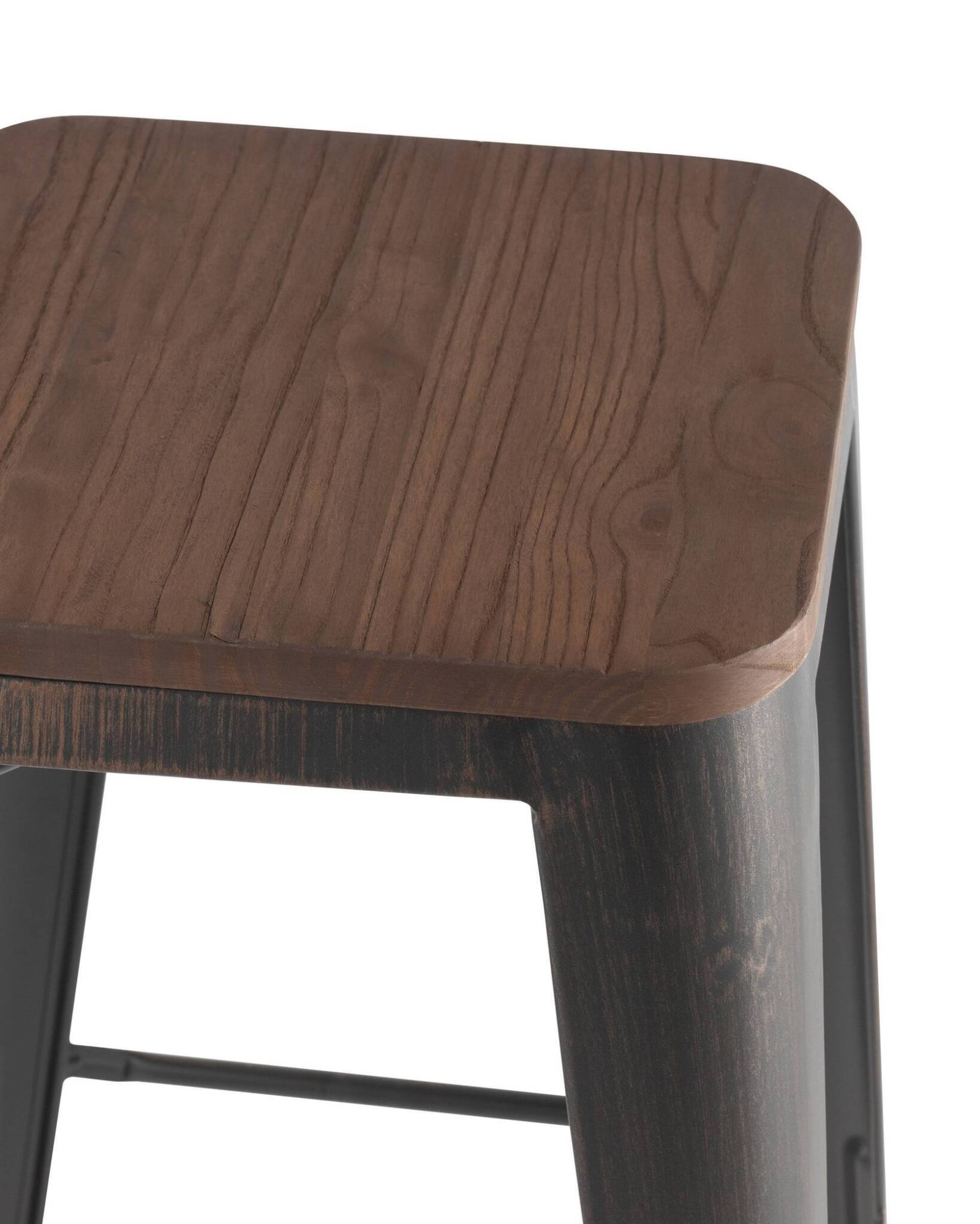 Стул барный TOLIX WOOD черный патина золото Stool Group