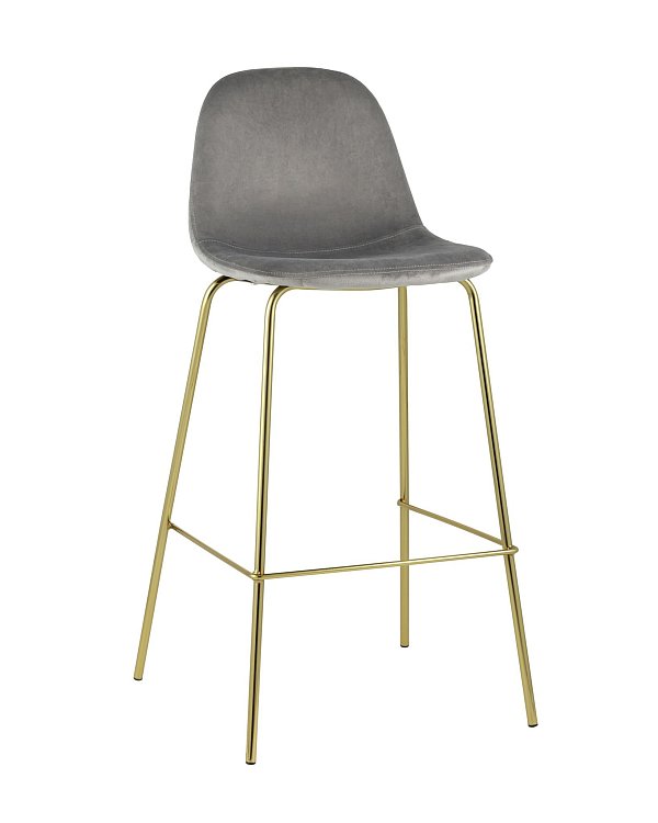 Стул барный Валенсия велюр серый золотые ножки Stool Group