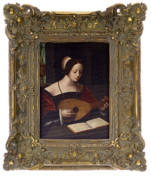 Картина настенная Мария Магдалина с лютней, масло, под старину Glasar 28-156