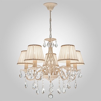 Подвесная люстра Eurosvet 10054/5 белый с золотом/прозрачный хрусталь Strots