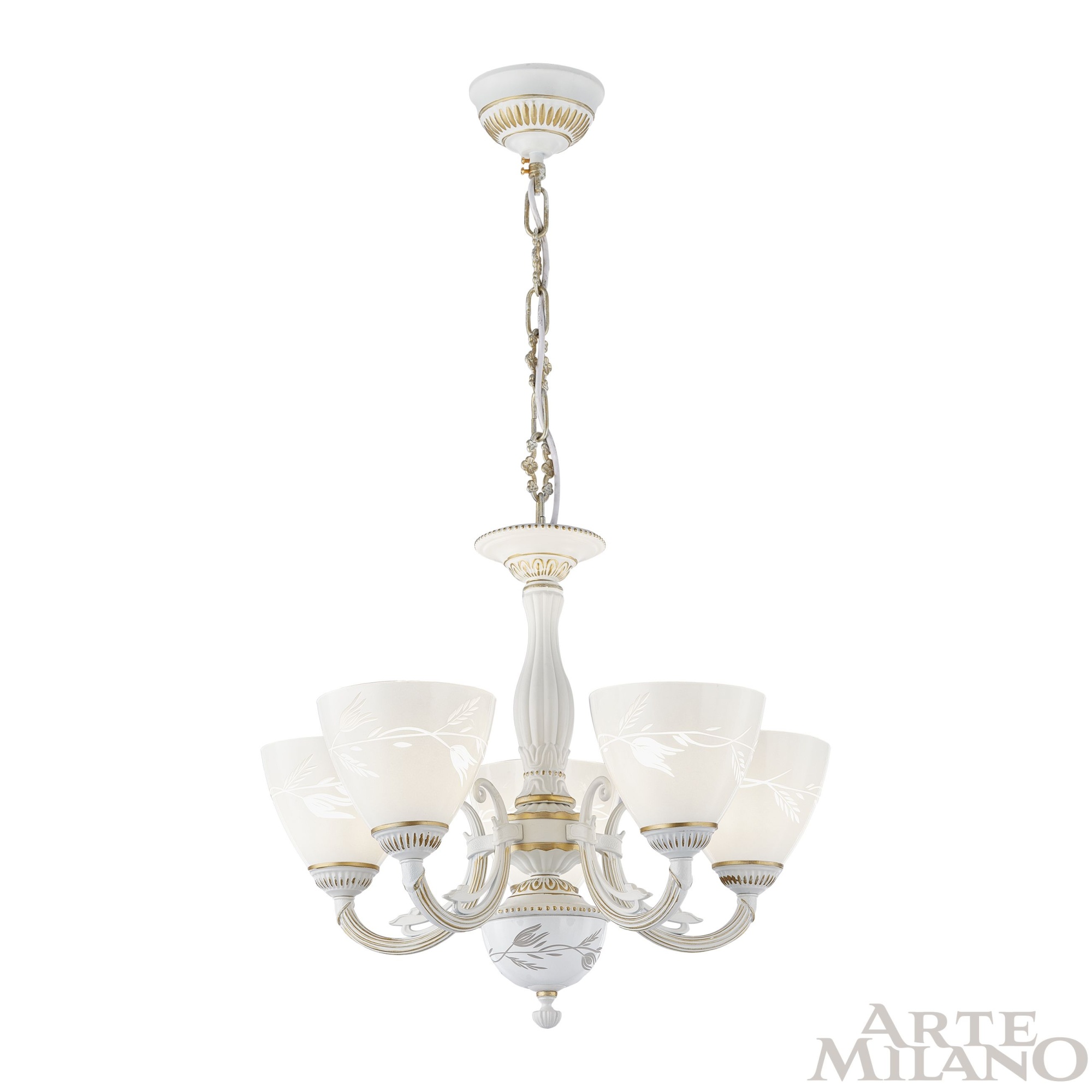 Люстра с плафонами 343659/5 WT+G Arte Milano