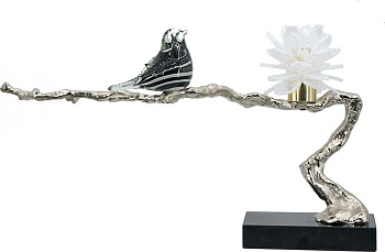 Декор с подсвечником Птичка на ветке Glasar 77737-DS