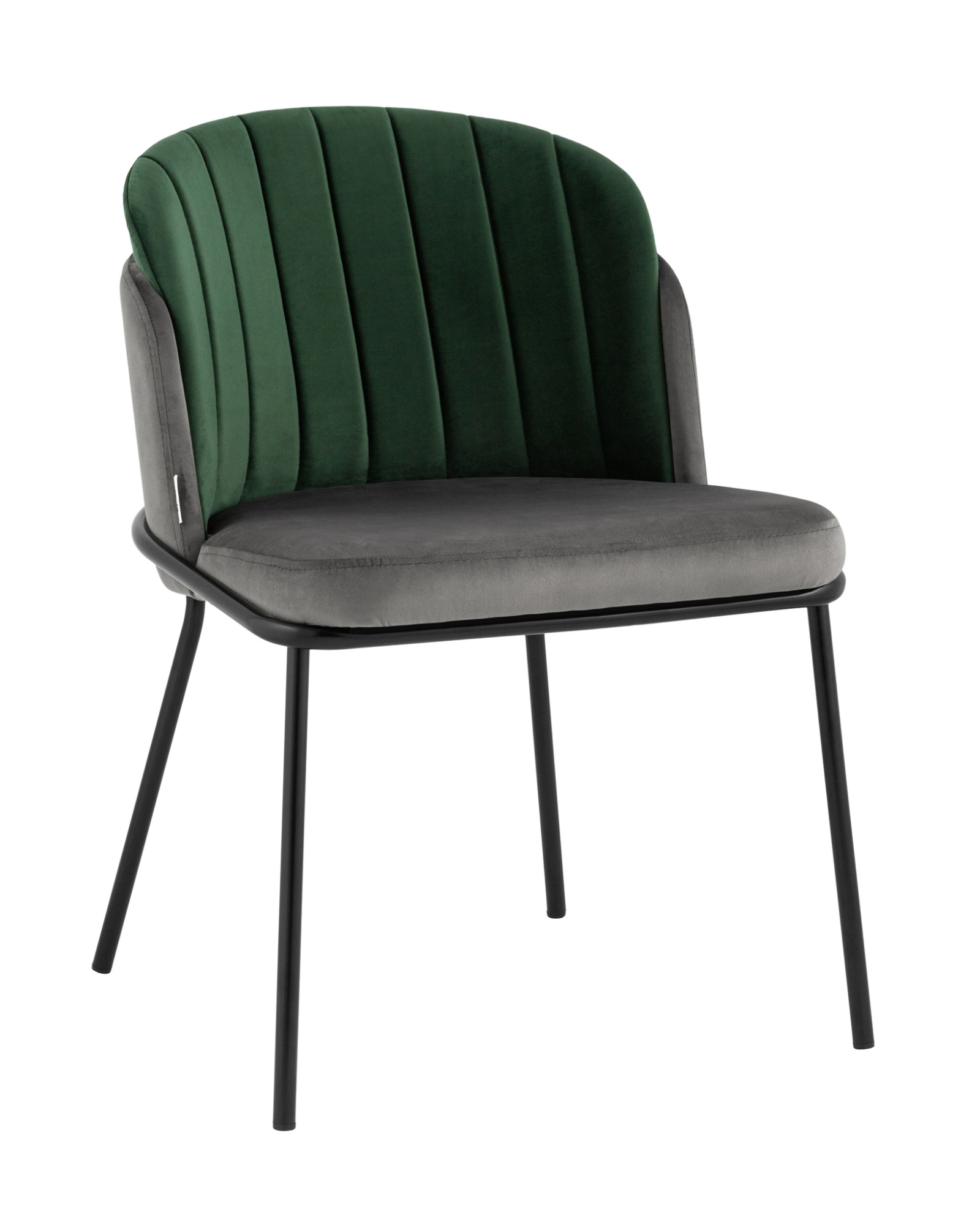 Стул Дабл велюр тёмно-серый с зеленой вставкой Stool Group