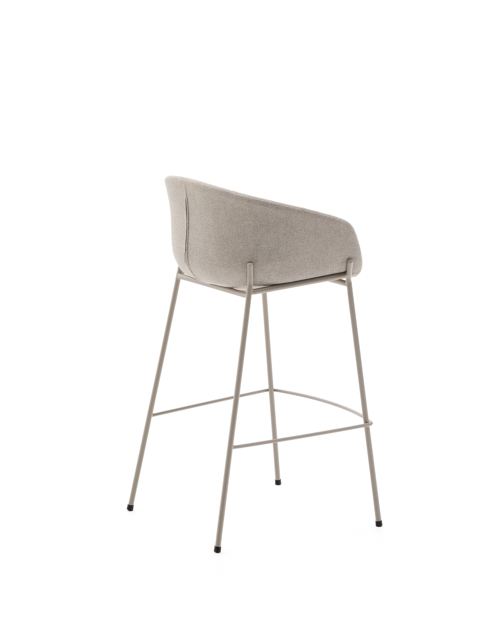 Барный стул Yvette из бежевого шенилла с бежевыми стальными ножками 75 см La Forma (ex Julia Grup)