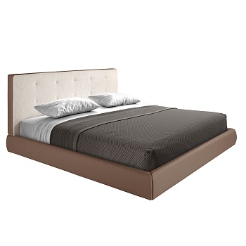 Кровать 7174 с обивкой из коричневой ткани и коричневой эко-кожи 180x200 см Angel Cerda
