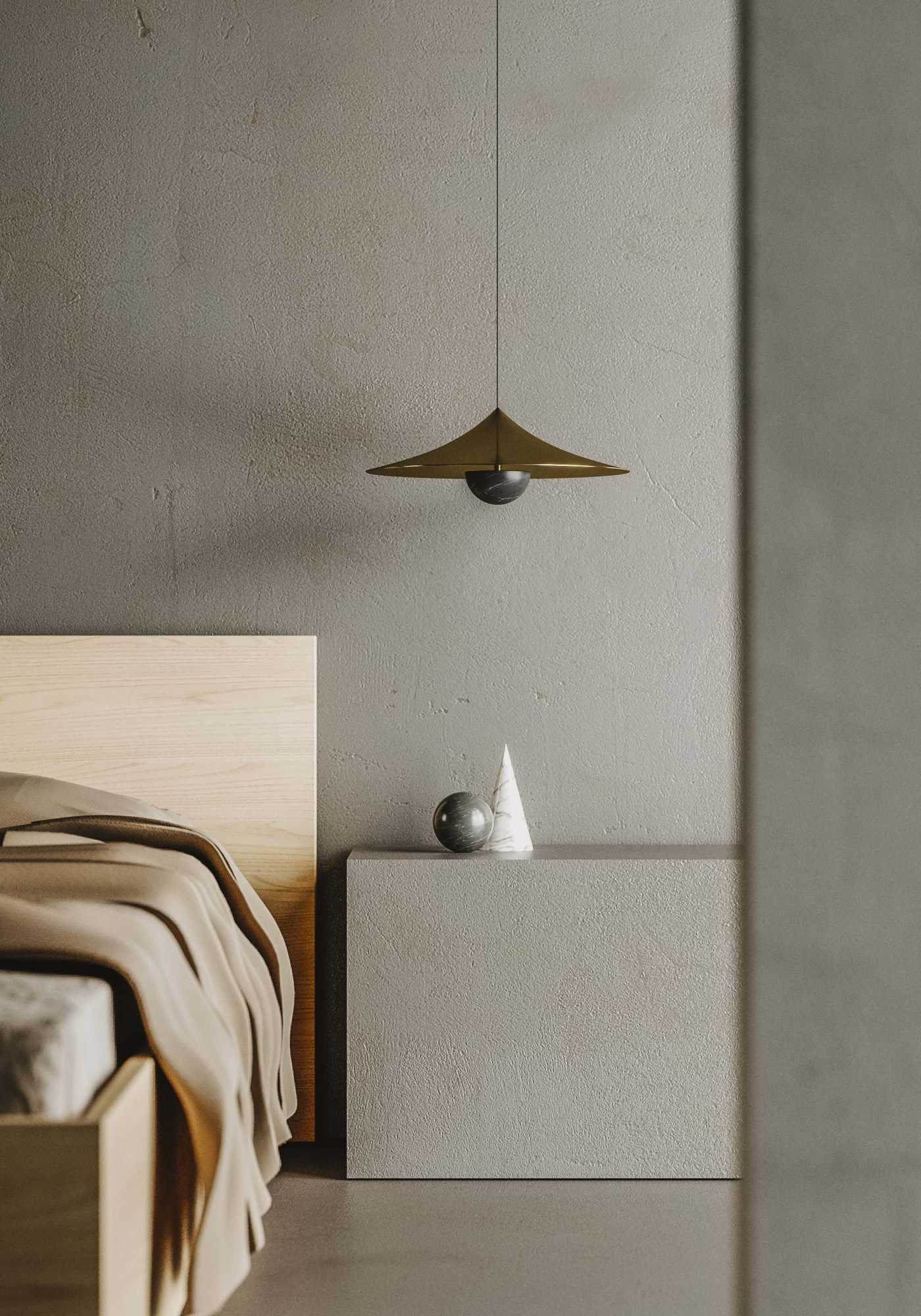 Подвесной светильник Hat золотой металл/черный мрамор Aromas del Campo