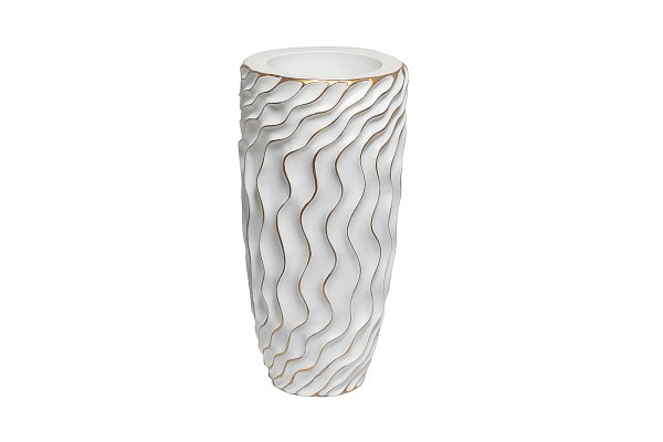 Кашпо белое с золотым декором Garda Decor ZS1410-M