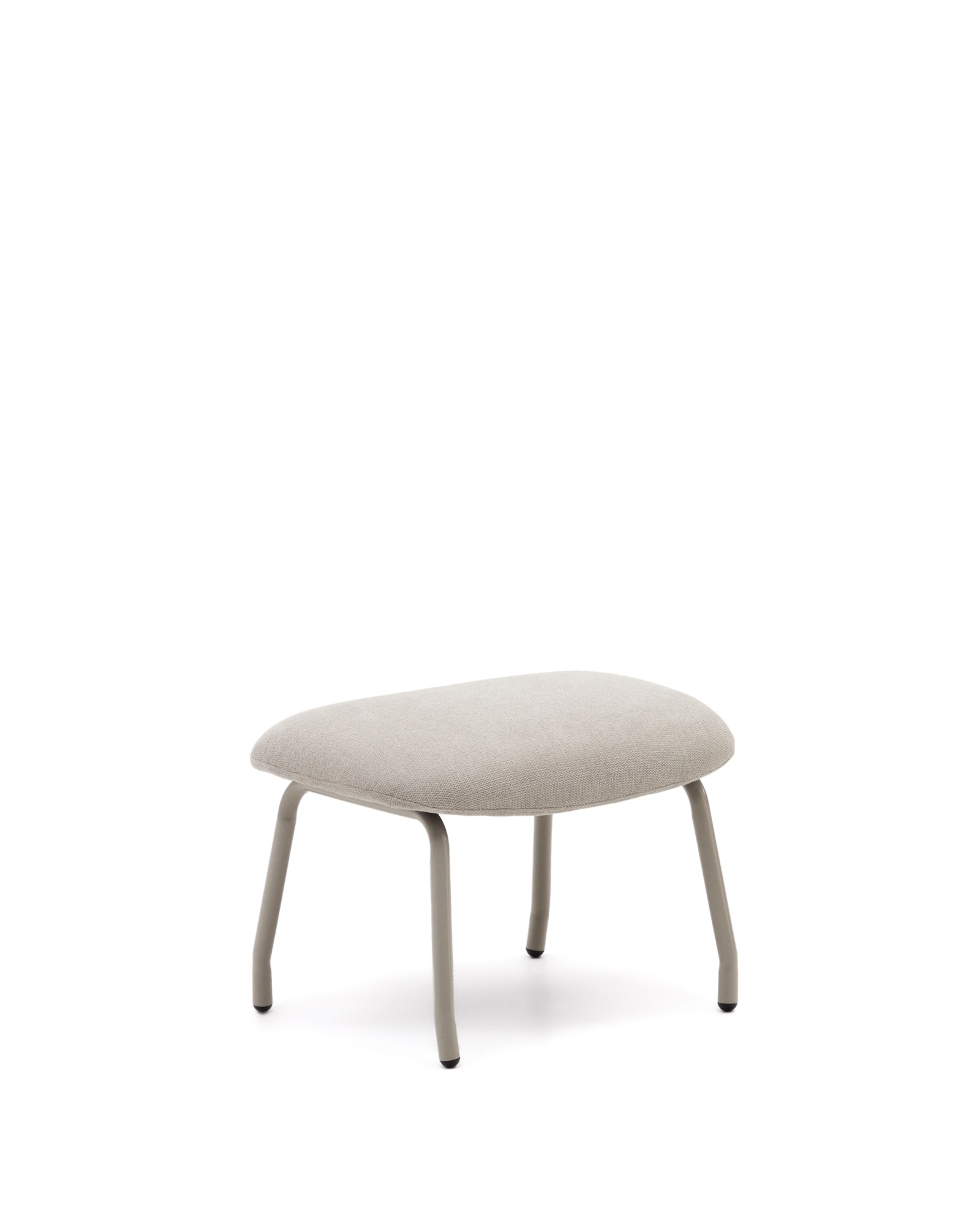 Belina Пуф для ног из бежевой синели и стали с белой отделкой La Forma (ex Julia Grup)