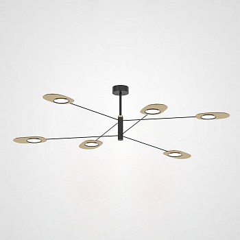 Люстра на штанге INGEL D110 6 lamps Black/Gold by ImperiumLoft