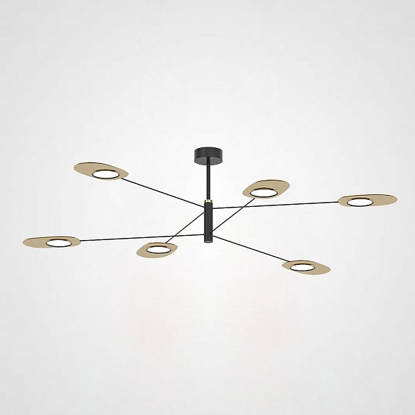 Люстра на штанге INGEL D110 6 lamps Black/Gold by ImperiumLoft