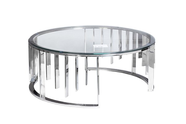 Стол журнальный круглый прозрачное стекло/серебро Garda Decor 13RXCT8077-SILVER