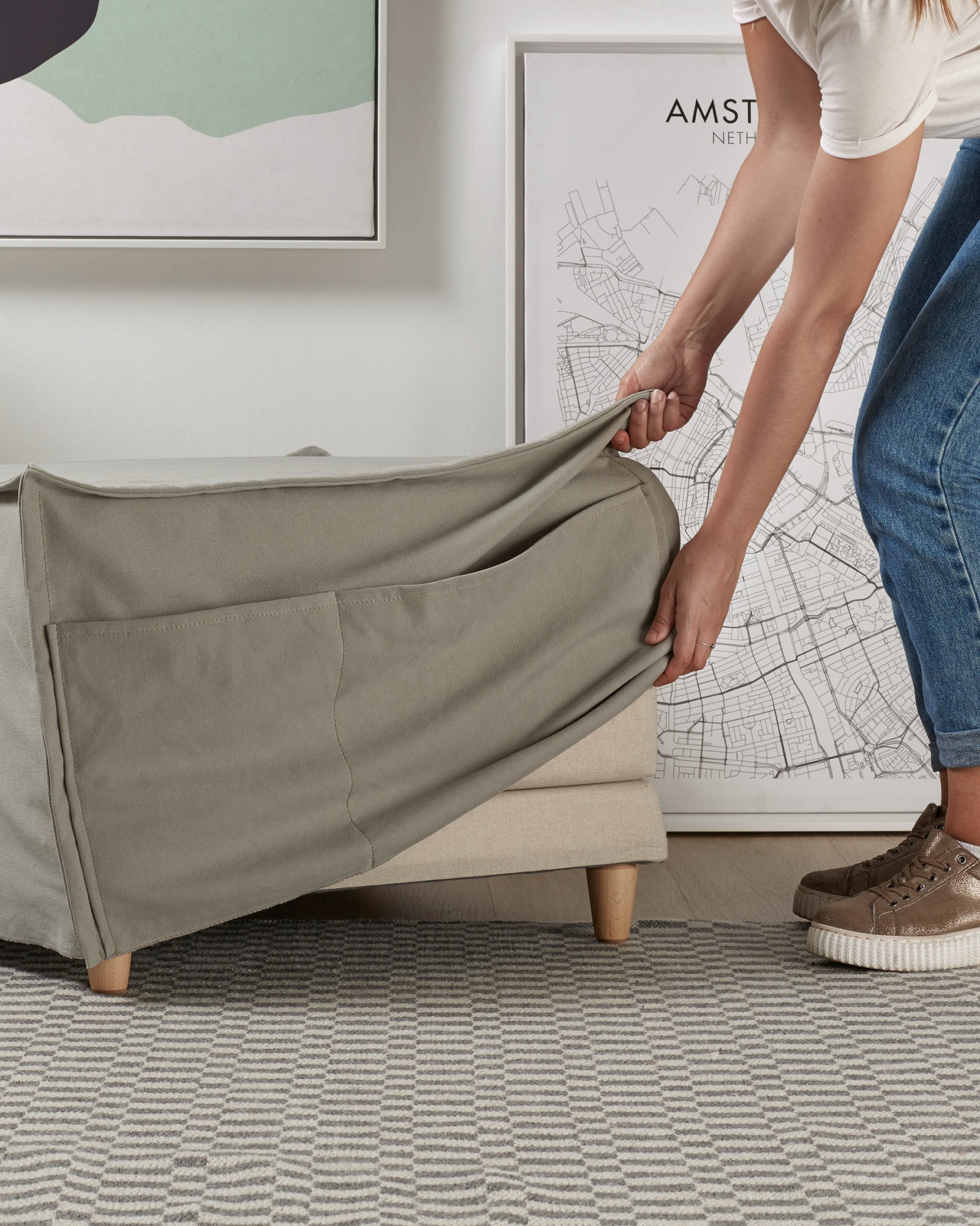 Пуф-кровать Lizzie бежевый чехол La Forma (ex Julia Grup)