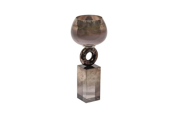 Подсвечник стеклянный дымчатый Garda Decor 71PN-3115