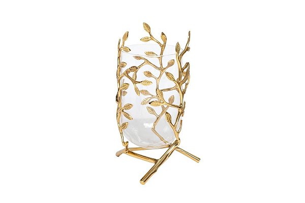 Ваза стеклянная с декором "Золотые ветви" Garda Decor 55RV3563S