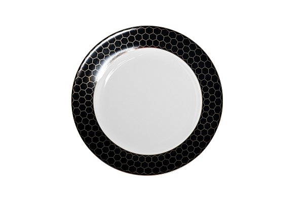 Тарелка закусочная Honeycomb черно-золотая деколь 19,5 см Garda Decor 26FC-TAR-HONEYCOMB-19,5