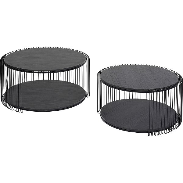 Стол кофейный Wire Double Black Wood (2 шт) KARE 87960