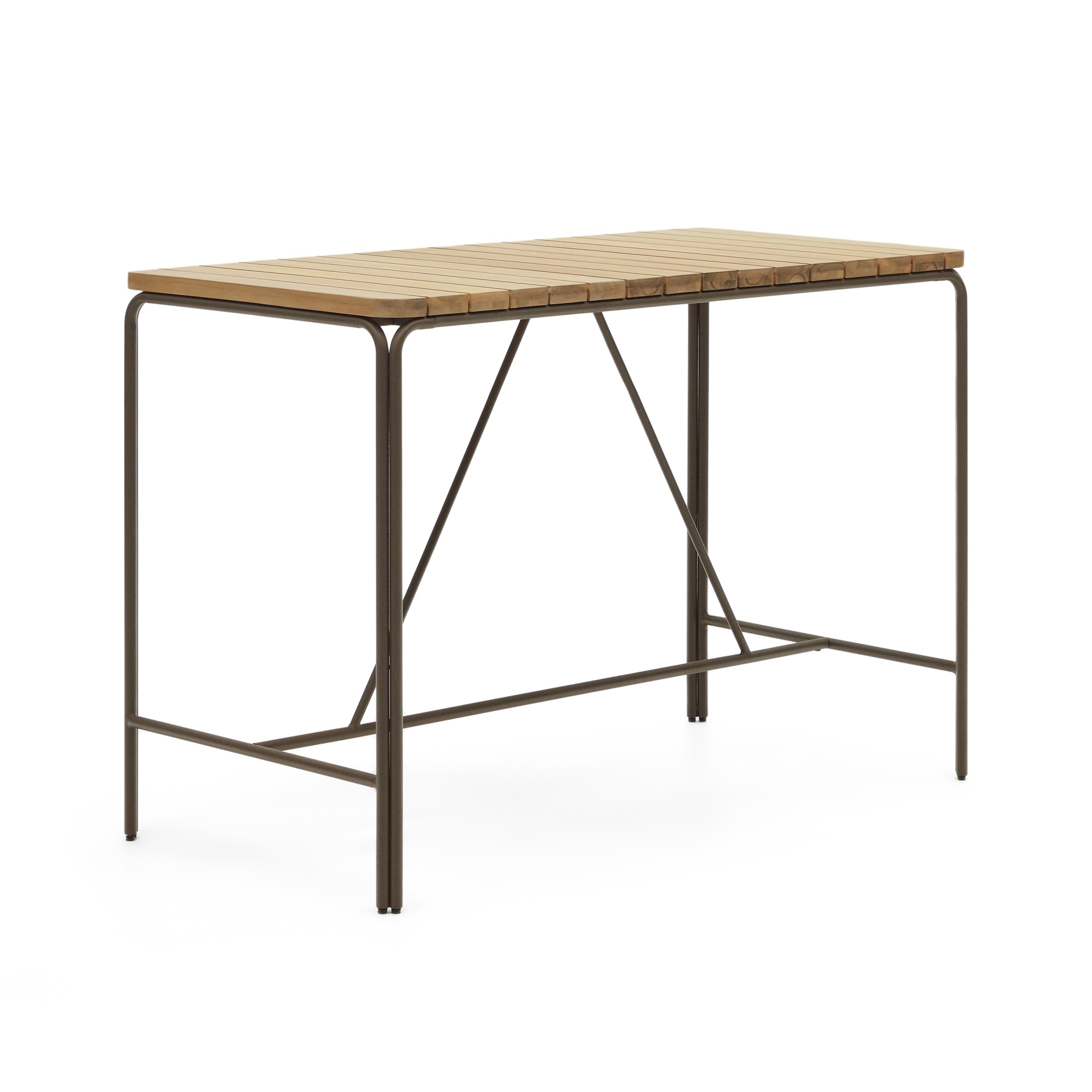 Salguer Барный стол из массива акации и коричневой стали Ø 140 x 70 см La Forma (ex Julia Grup)