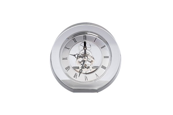 Часы настольные круглые серебряные Garda Decor C81071