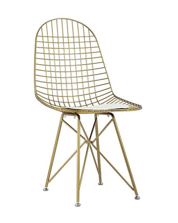 Стул обеденный Eiffel золотой с белой подушкой Stool Group