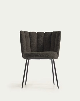 Стул Aniela из черной ткани букле и металла с черной отделкой La Forma (ex Julia Grup)