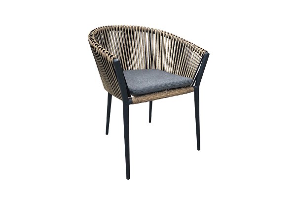 Кресло уличное "Муза" антрацитовое с оплеткой Garda Decor 39AR-C288-2