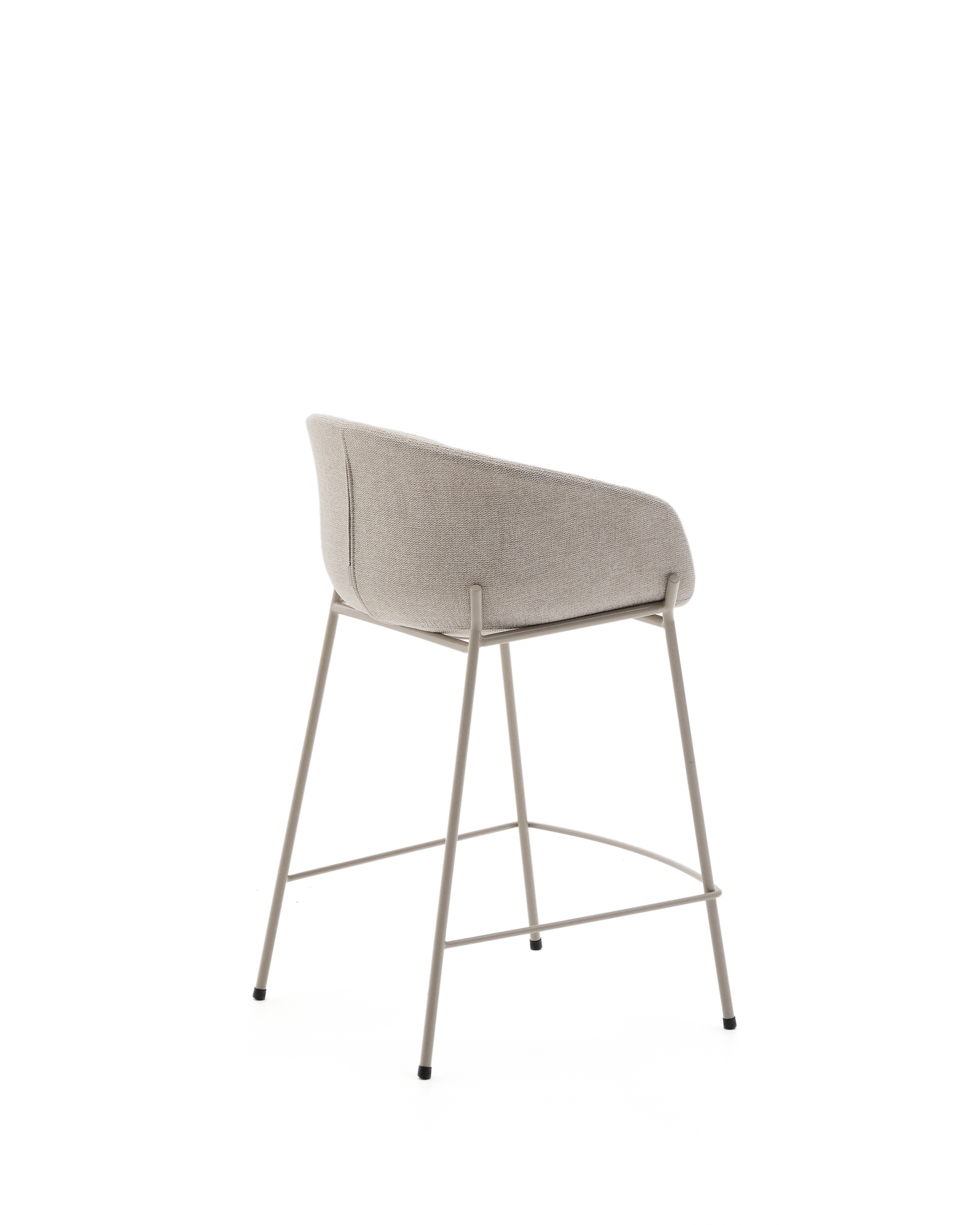 Полубарный стул Yvette из бежевого шенилла с бежевыми стальными ножками 65 см La Forma (ex Julia Grup)