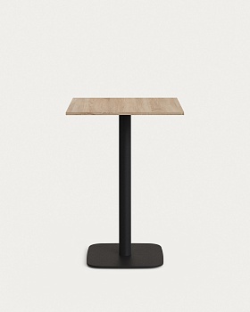 Dina высокий стол из меламина с натуральной отделкой и металлической черной ножкой 60x60x96 La Forma (ex Julia Grup)