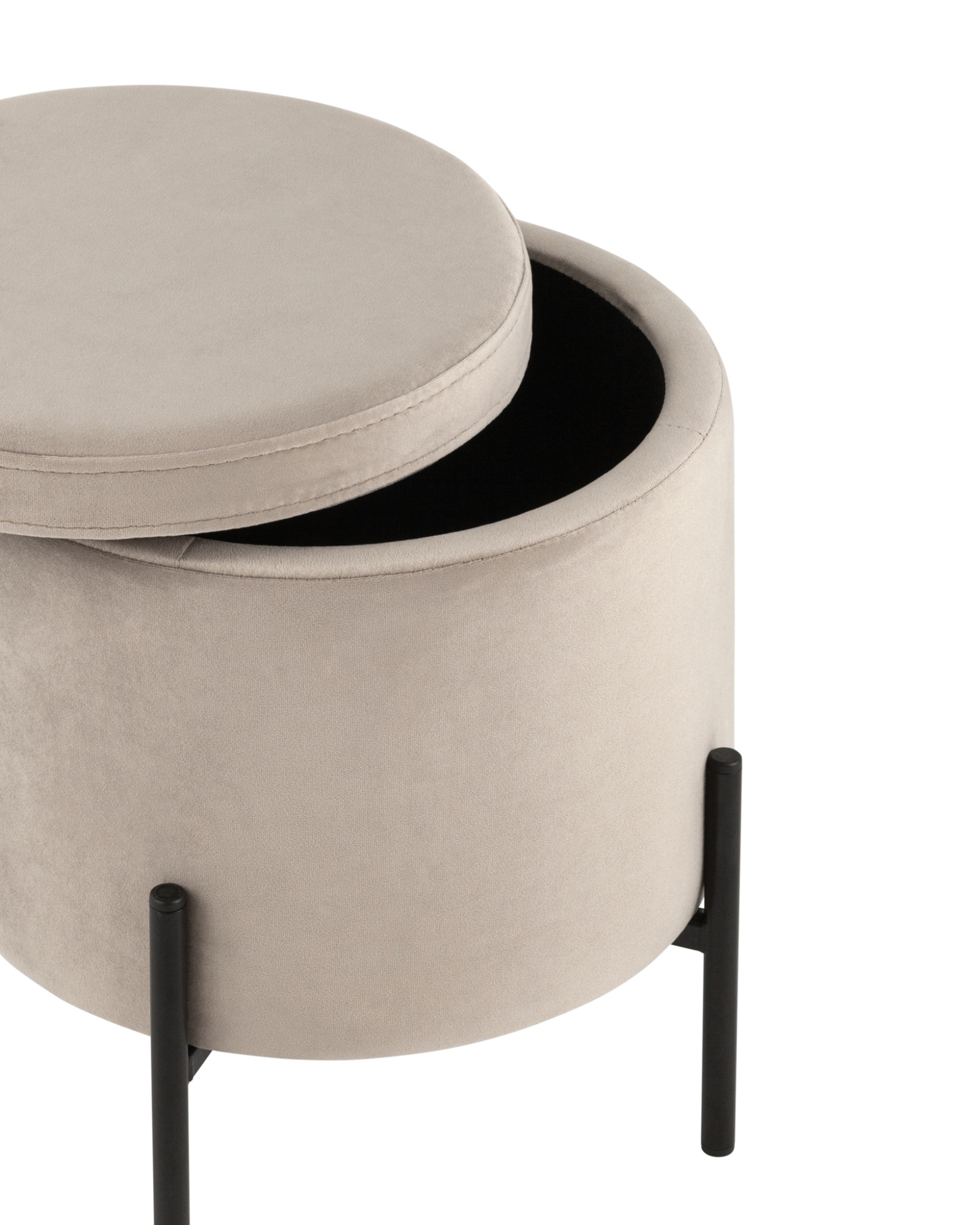 Пуф Грейс с ящиком велюр серо-бежевый Stool Group