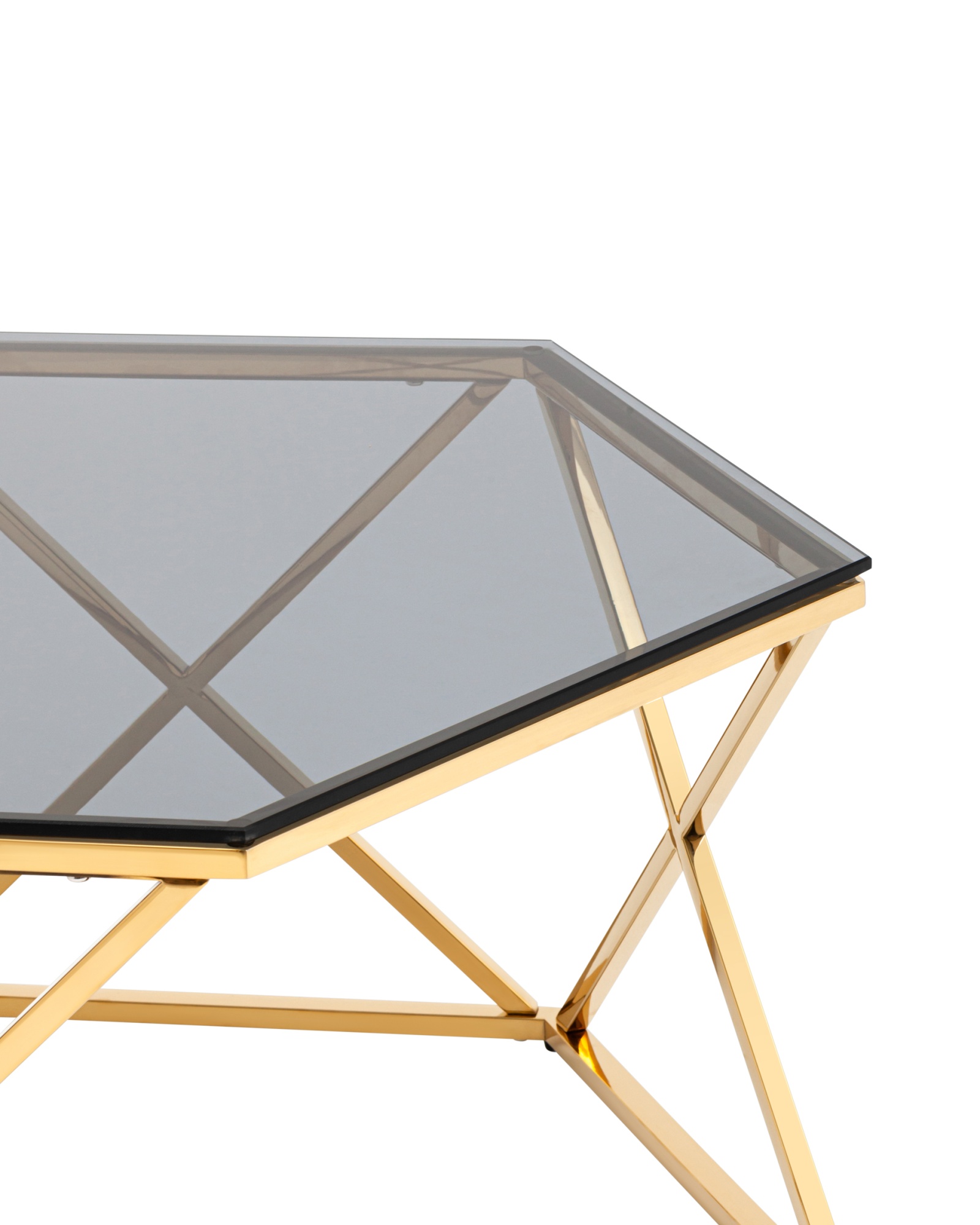 Журнальный столик Круз 93*80 стекло smoke сталь золото Stool Group