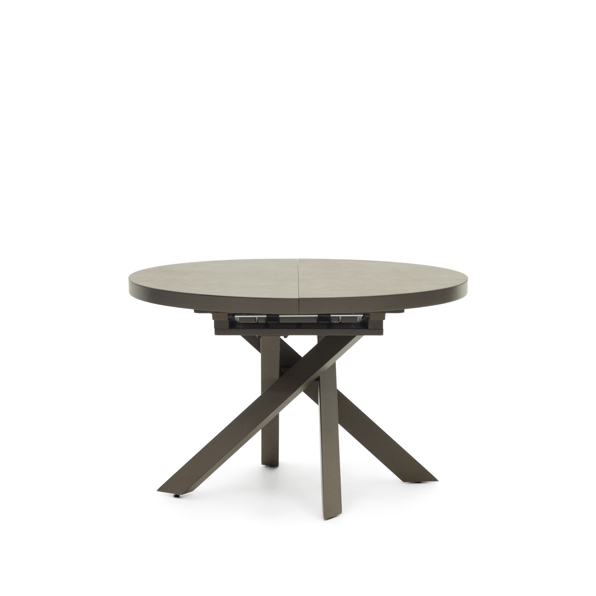 Vashti Круглый раздвижной стол из керамики и стали с коричневой отделкой Ø 120(160) см La Forma (ex Julia Grup)