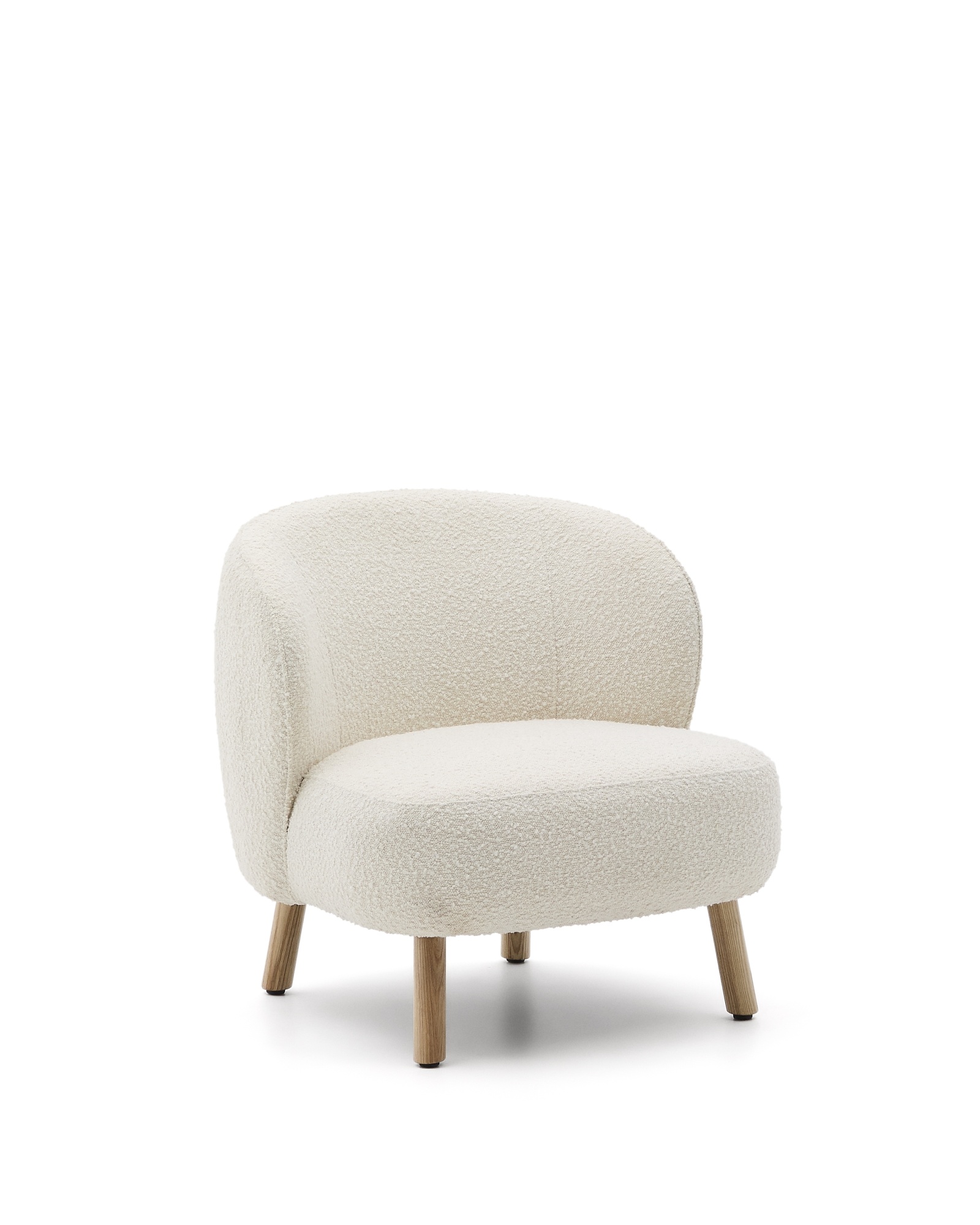 Кресло Ulit из белого букле с ножками из бука в натуральной отделке La Forma (ex Julia Grup)