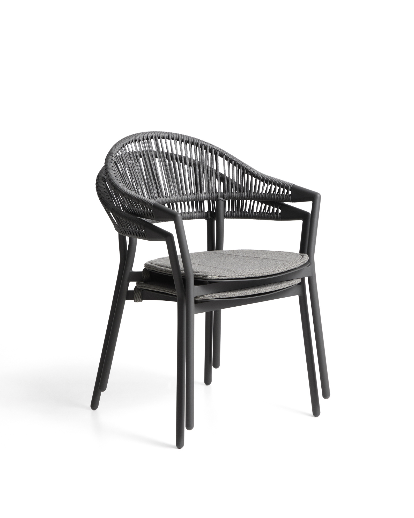 Уличный стул Alimia из графитового алюминия с серой веревкой La Forma 482576