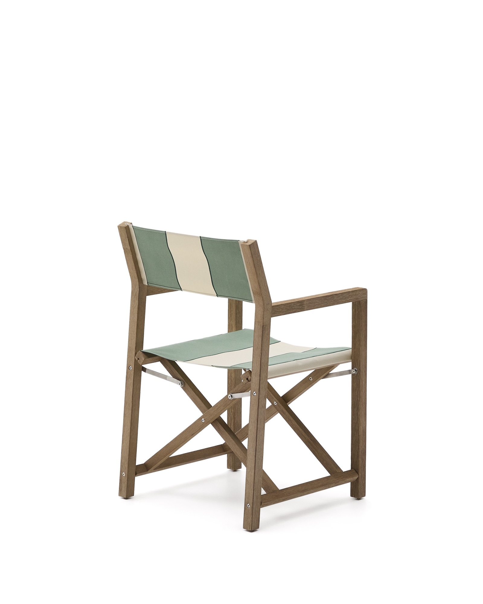 Уличный cкладной стул Vilara в зелёно-бежевую полоску из акации La Forma (ex Julia Grup)